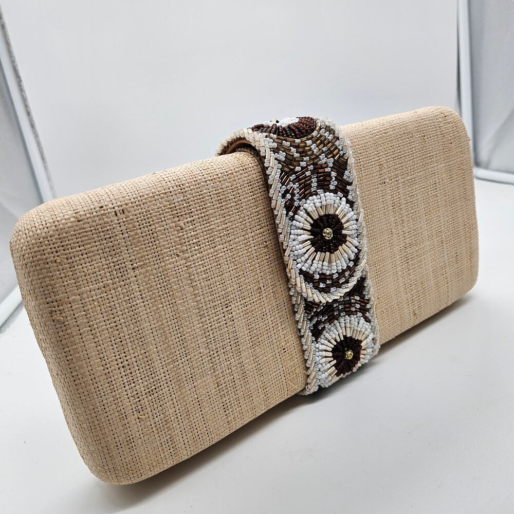 Flora Bella Clutch Straw Beaded Nwt bag handbag - Picture 8 of 11